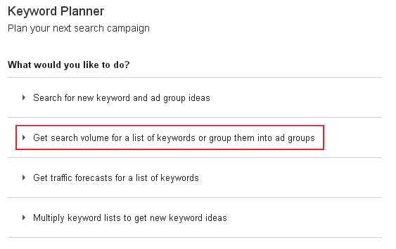 keyword planner